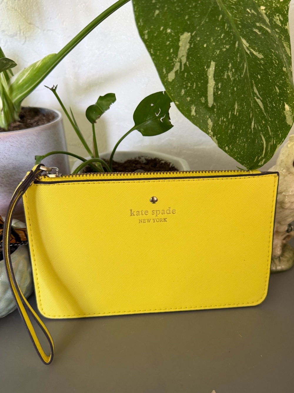 Kate Spade Yellow Saffiano Wristlet